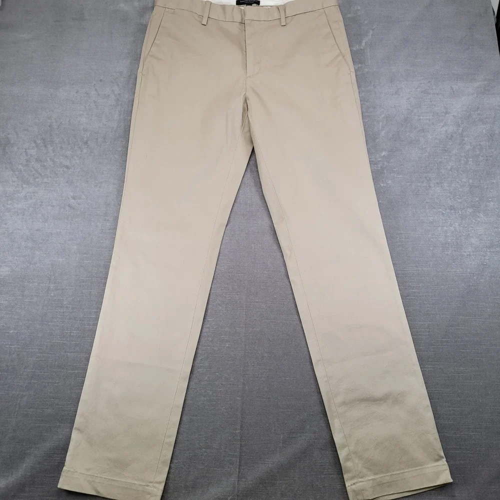 Banana Republic Aiden Chino Mens Actual Sz 34x33 Khaki Tan Slim Fit Cotton Pants